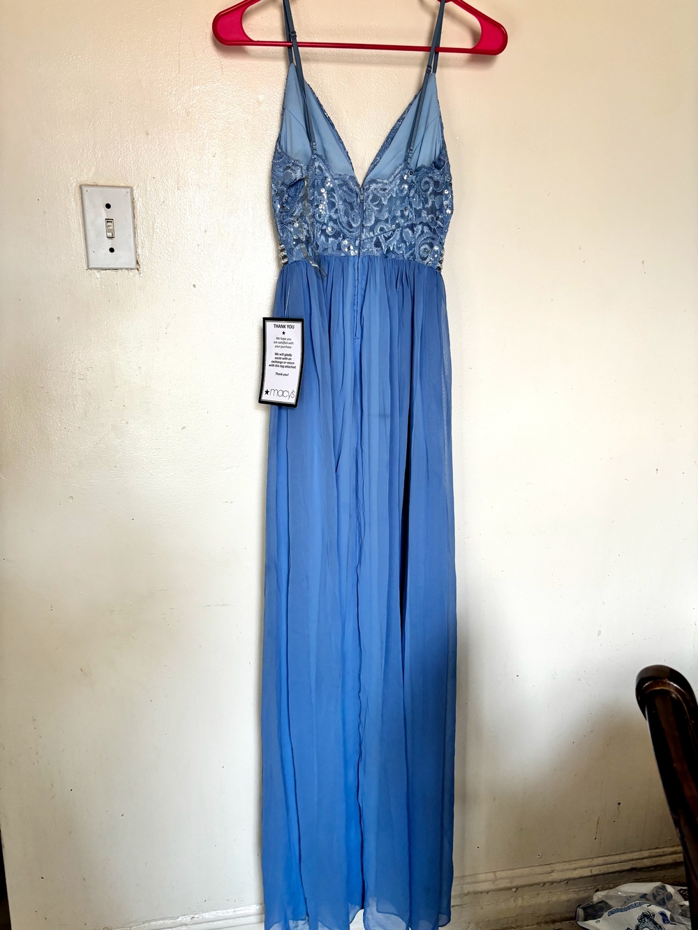 Emerald Sundae Light Blue Beaded V-Neck Maxi Dress